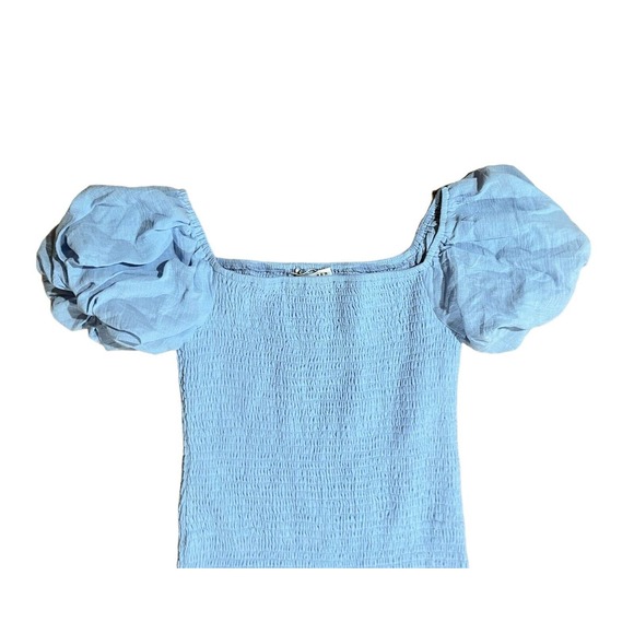 Baltic Born Alana Smocked Midi Dress Blue Stretch Off Shoulder Size M Worn once - Picture 6 of 10